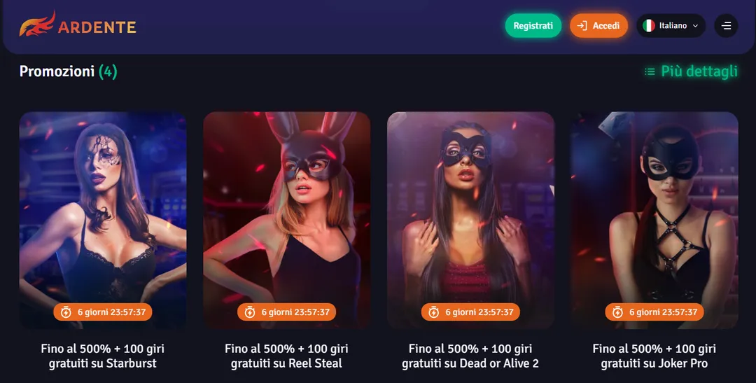 Bonus del casino Ardente